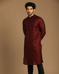 Manyavar Men Vibrant Maroon Kurta Set