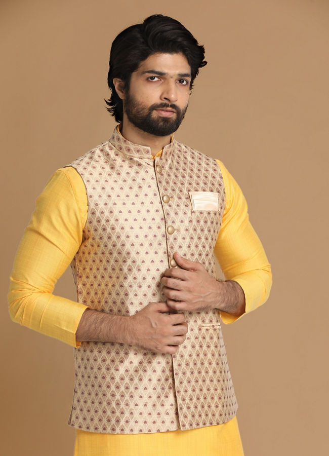 Manyavar Men Sublime Biscuit Shade Jacket