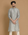 Manyavar Men Shale Grey Jacquard Kurta Set image number 1