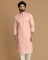 alt message - Manyavar Men Light Pink Kurta Pajama With Minimalist Motifs image number 1