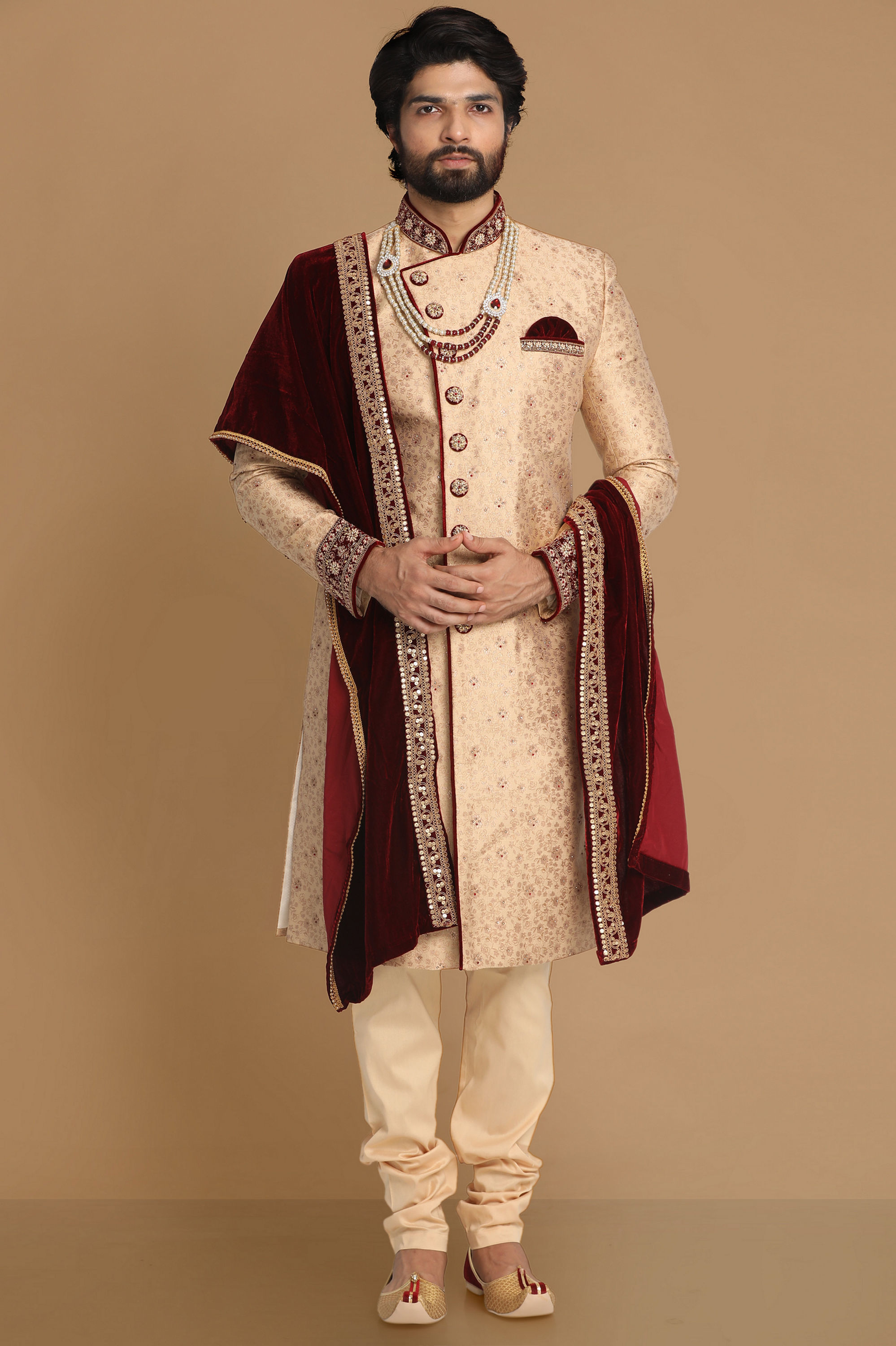 Manyavar Men Regal Fawn Sherwani Set