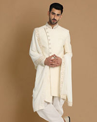 Manyavar Men Luxe Cream Indo Western Set