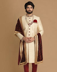 Manyavar Men Opulent Beige Sherwani Set