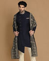 Manyavar Men Achkan Style Blue Indo Western