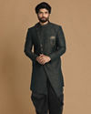 Manyavar Men Contemporary Green Indo Western