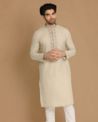 Manyavar Men Pista Thread Work Kurta Pajama