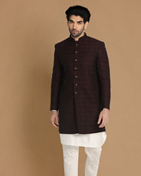 Manyavar Men Striking Maroon Indo Western