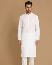 Manyavar Men Basic White Kurta Pajama Set