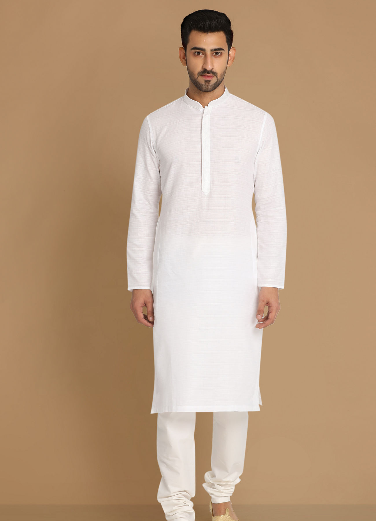 Manyavar Men Basic White Kurta Pajama Set