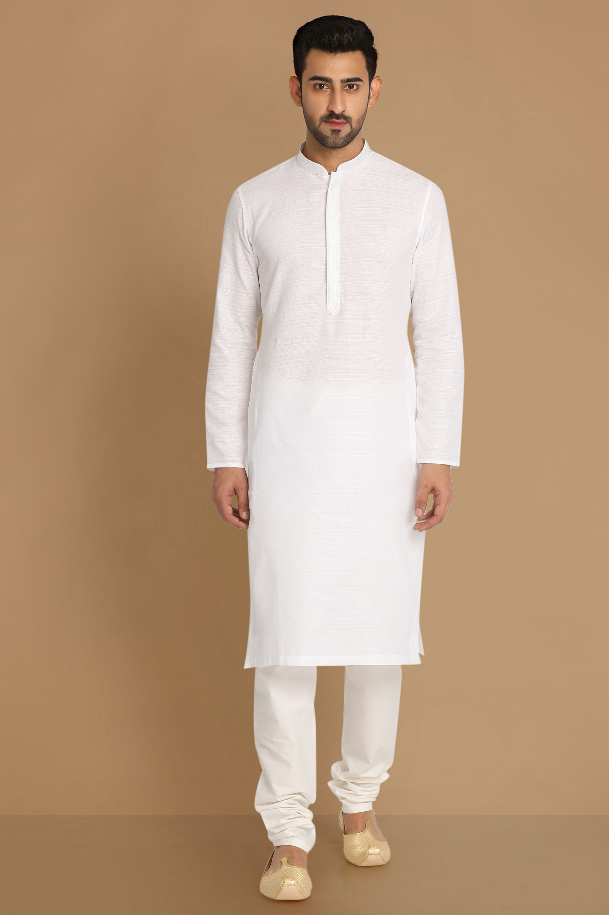 Manyavar Men Basic White Kurta Pajama Set