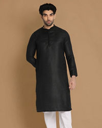 Manyavar Men Black Self Design Kurta Pajama