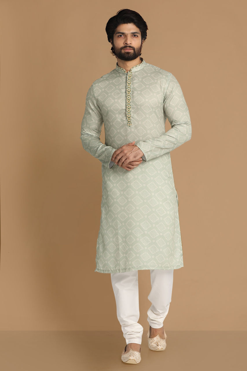 Manyavar Men Subtle Green Kurta Pajama