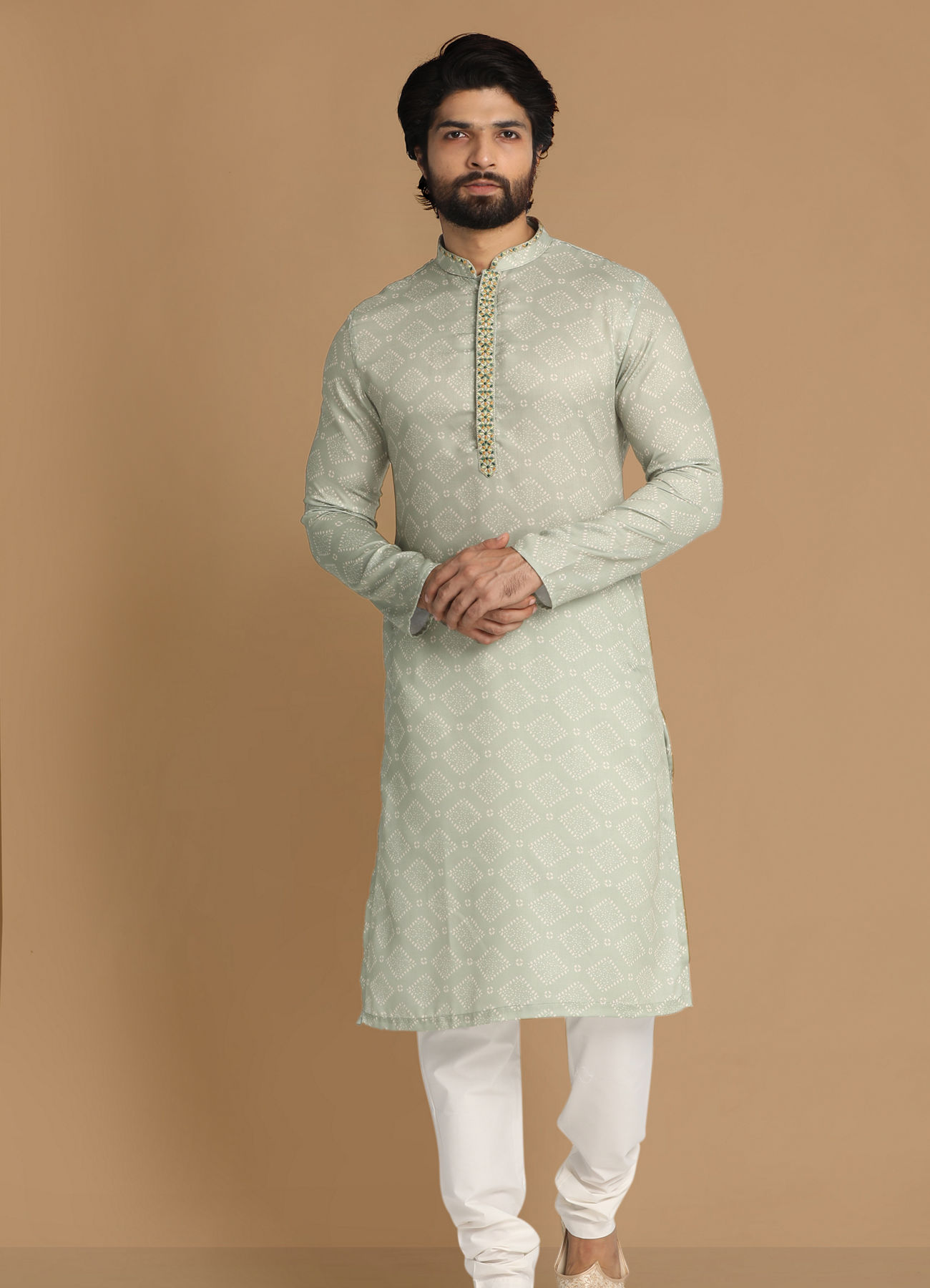 Manyavar Men Subtle Green Kurta Pajama