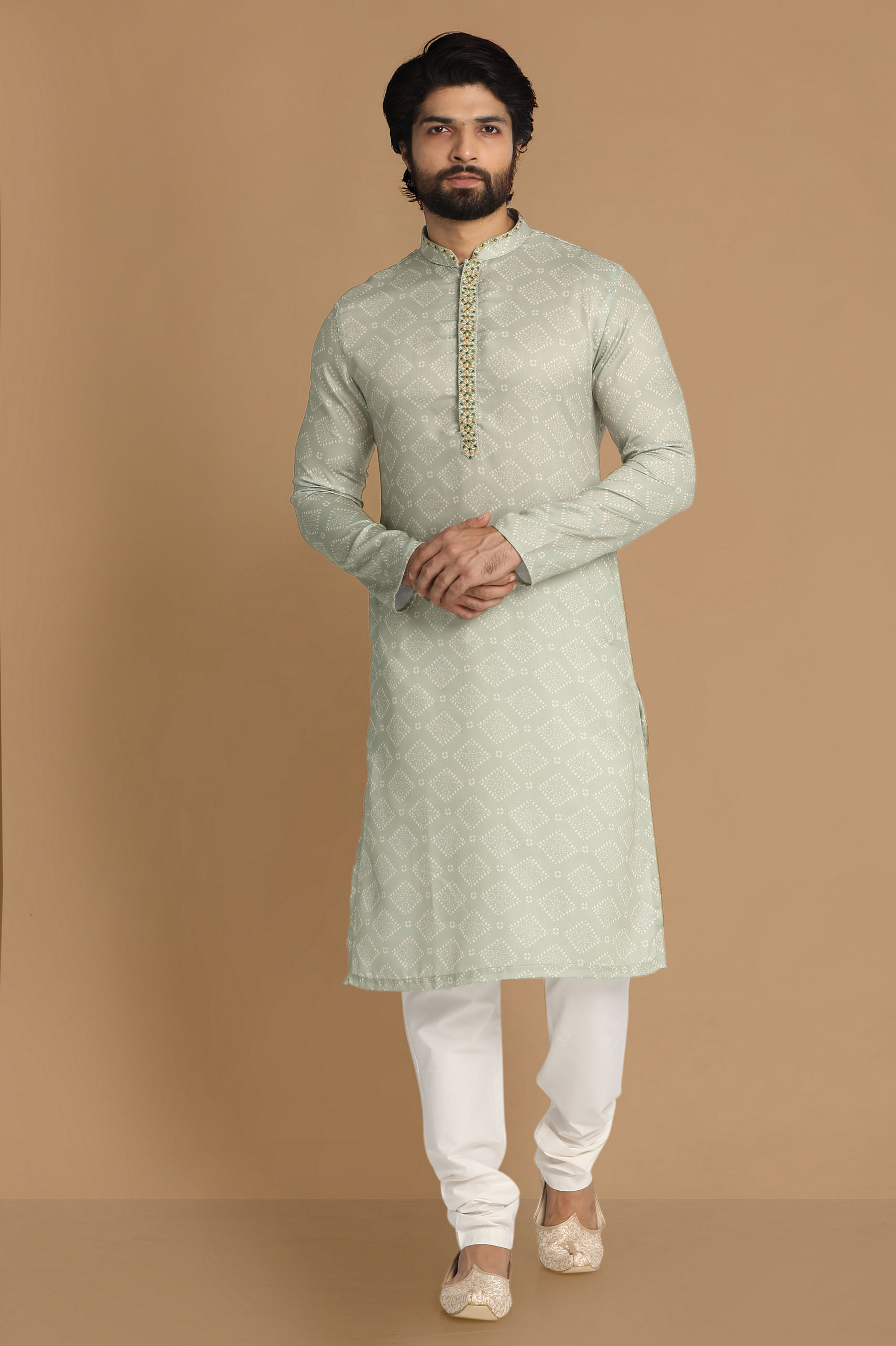 Manyavar Men Subtle Green Kurta Pajama