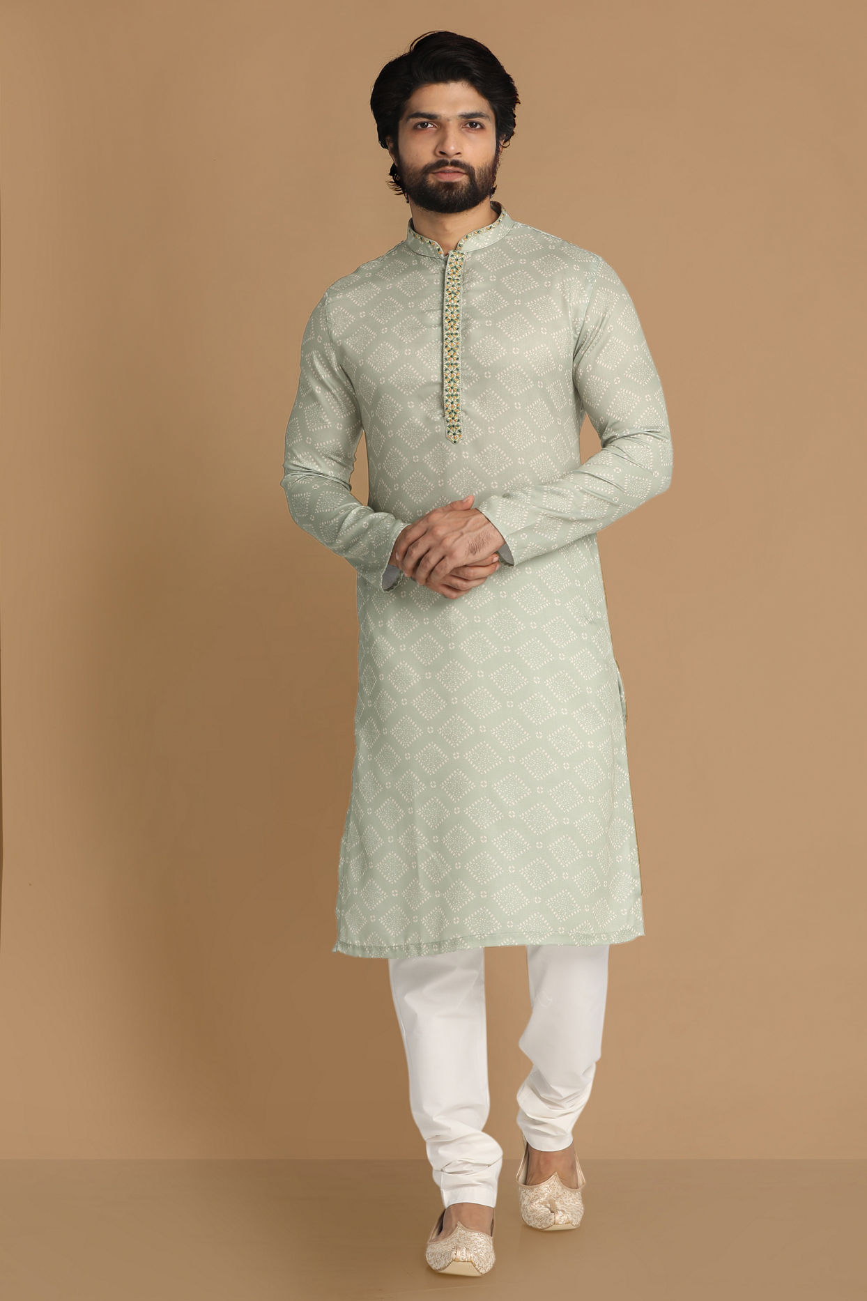Manyavar Men Subtle Green Kurta Pajama