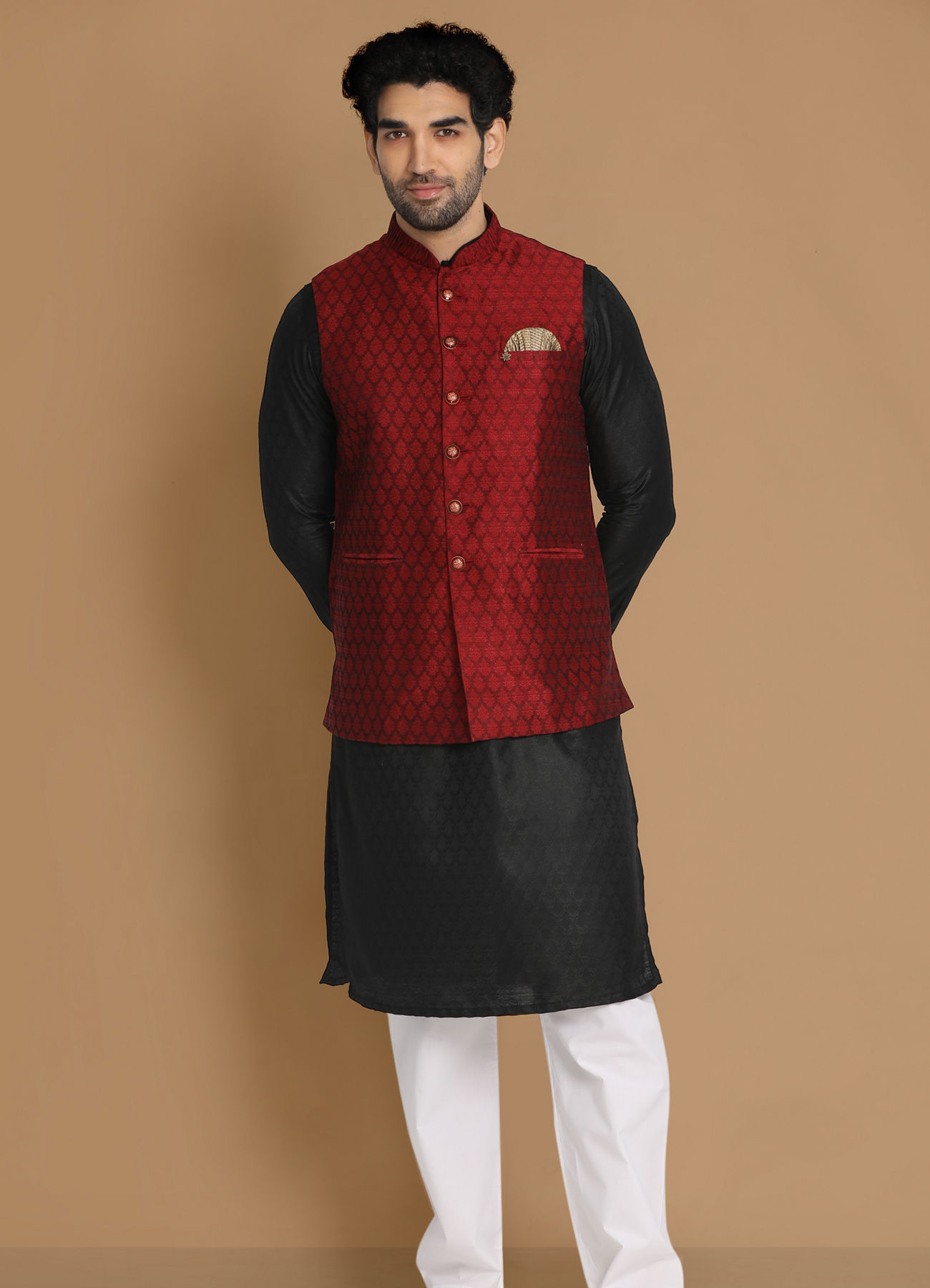 Manyavar Men Exquisite Maroon Jacket