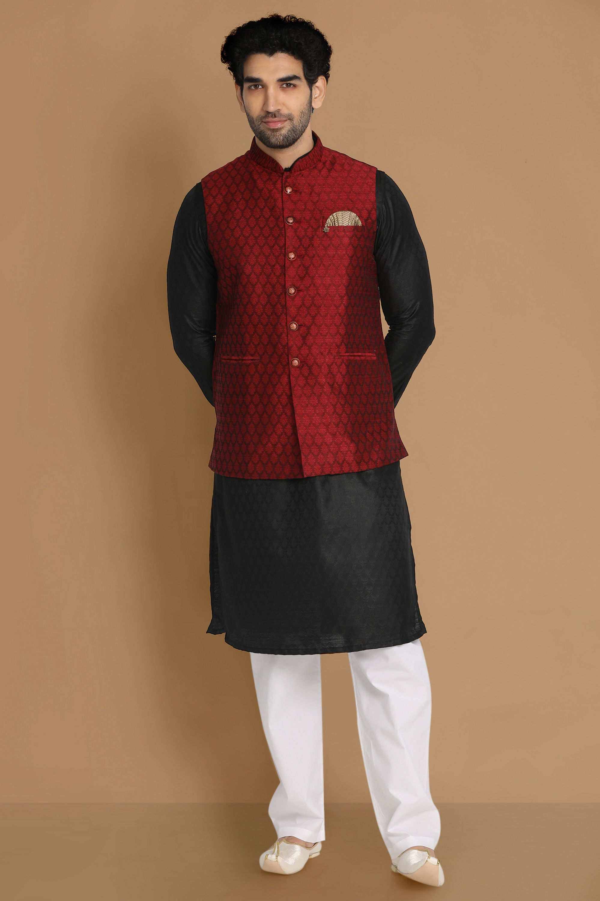 Manyavar Men Exquisite Maroon Jacket