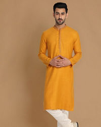 Manyavar Men Subtle Light Orange Kurta Pajama