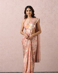 Mohey Women Pink Floral Printed Saree