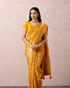 Mohey Women Mustard Yellow Saree With Gold Border