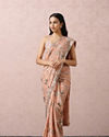 Mohey Women Peach Sequins Embroidered Saree