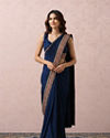 Mohey Women Indigo Blue Saree With Multicoloured Border