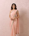 Mohey Women Light Pink Organza Saree
