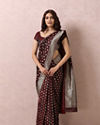 Mohey Women Maroon Saree With Golden Motifs