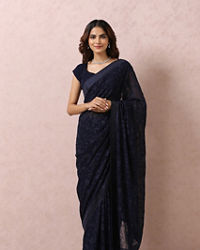 Mohey Women Indigo Blue Georgette Saree