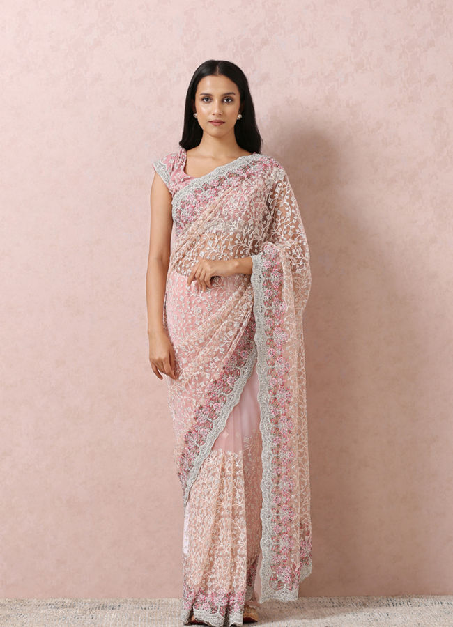 Rose Pink Net Saree