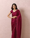 alt message - Mohey Women Wine Stone-Embellished Satin Saree image number 0