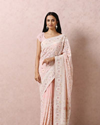 Mohey Women Peach Embroidered Saree