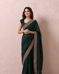 Mohey Women Bottle Green Embellished Saree