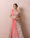 alt message - Mohey Women Light Pink Embellished Lehenga image number 0