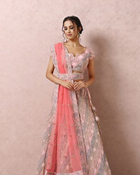 Mohey Women Light Pink Embellished Lehenga