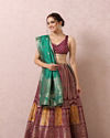Mohey Women Wine Zari Weaved Benarasi Lehenga