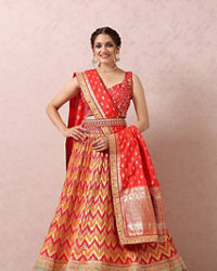 alt message - Mohey Women Mustard Yellow Lehenga With Border image number 0