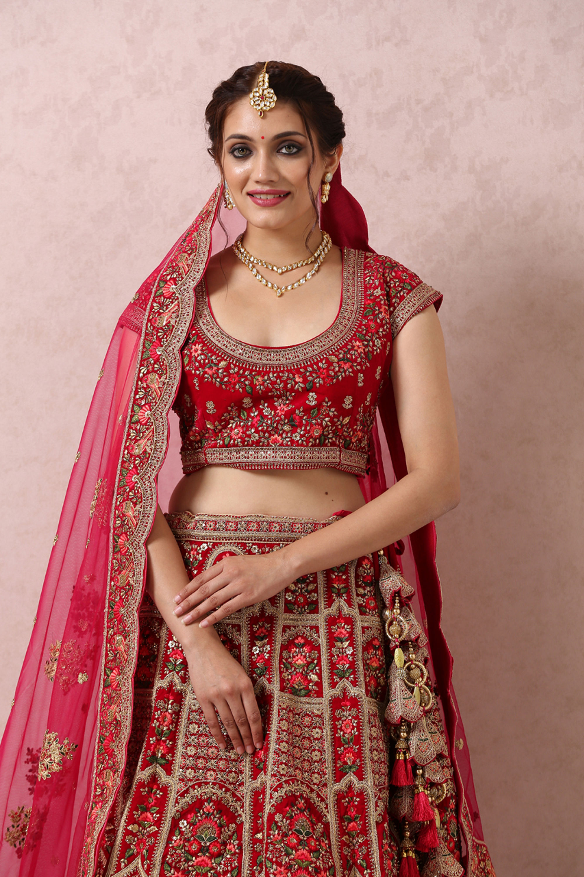 Mohey Women Rani Embroidered Bridal Lehenga