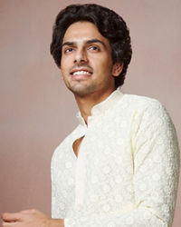 Manyavar Men Cream Chikankari Kurta Set