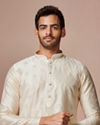Manyavar Men Cream Self Motifs Kurta Set