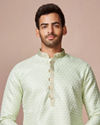 Manyavar Men Mint Green Golden Motif Kurta Pajama