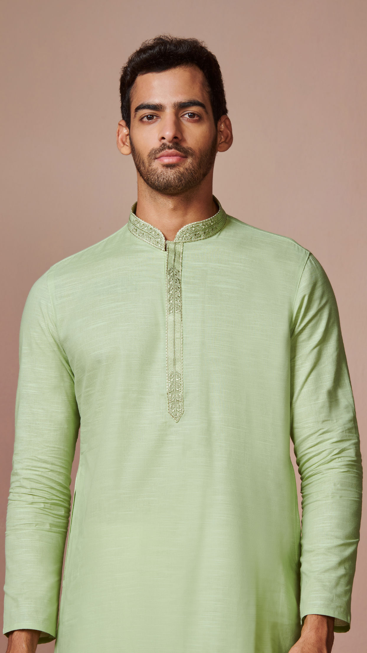 Manyavar Men Green Self Design Kurta