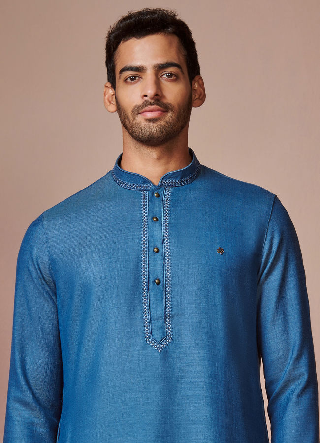 Manyavar Men Feroze Plain Kurta Set