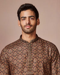 Manyavar Men Dark Brown Printed Kurta