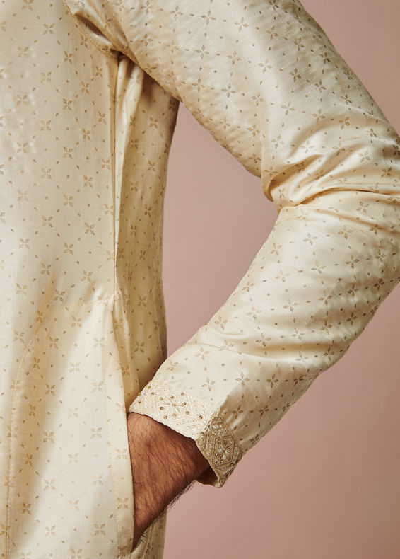 Manyavar Men Biscuit Printed Kurta Set