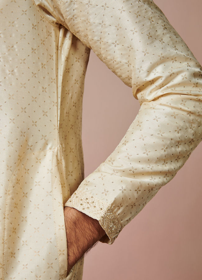 Manyavar Men Biscuit Printed Kurta Set