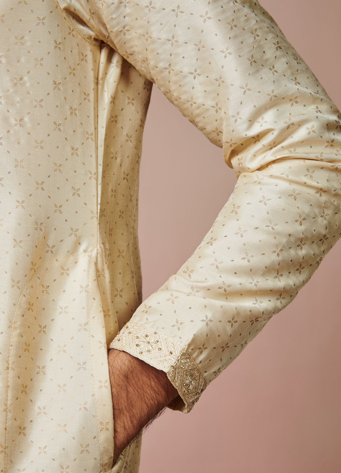 Manyavar Men Biscuit Printed Kurta Set