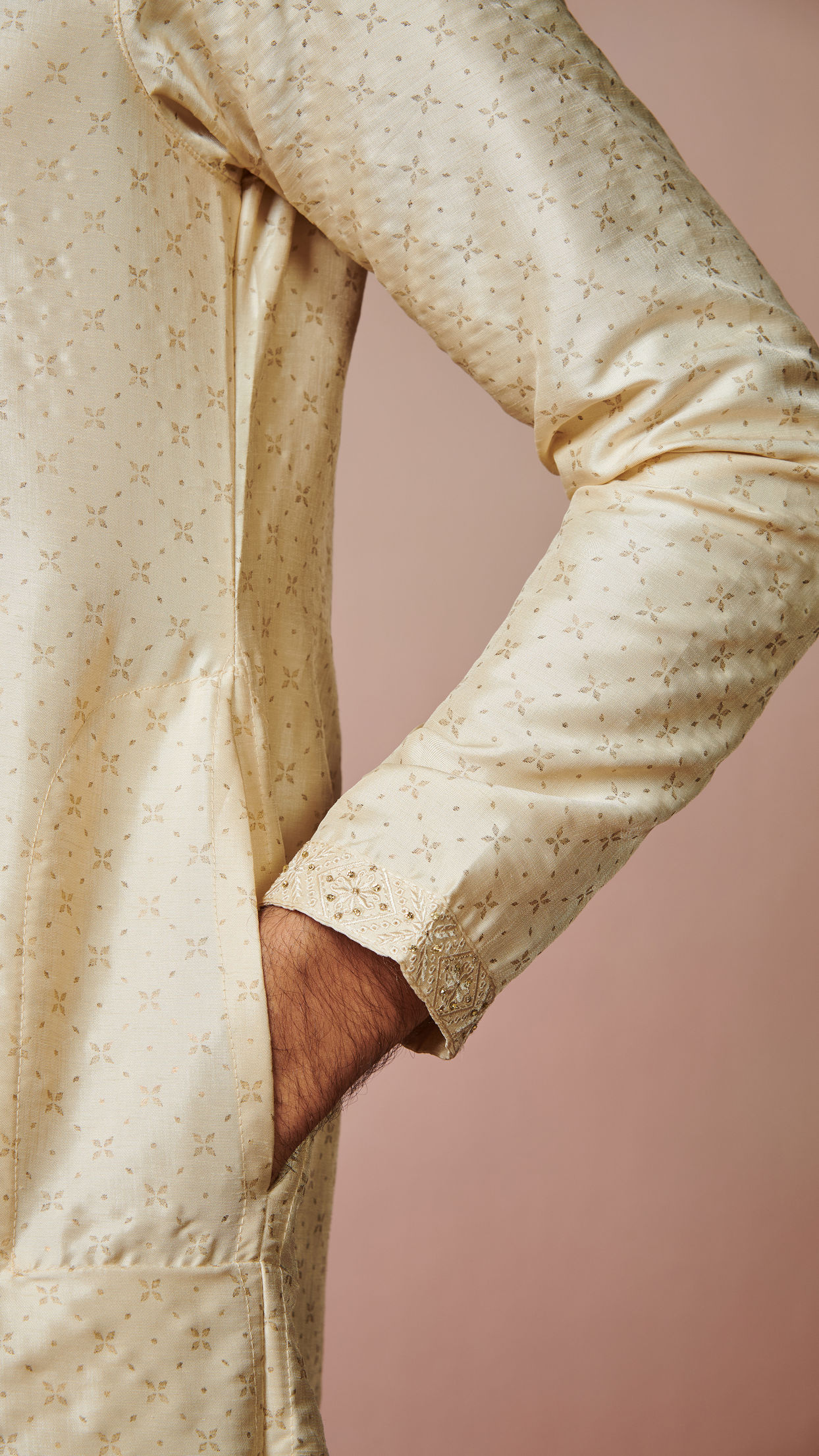 Manyavar Men Biscuit Printed Kurta Set