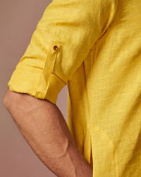 Manyavar Men Mustard Yellow Self Design Kurta