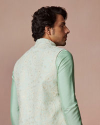 Manyavar Men Mint Green Paisley Jacket